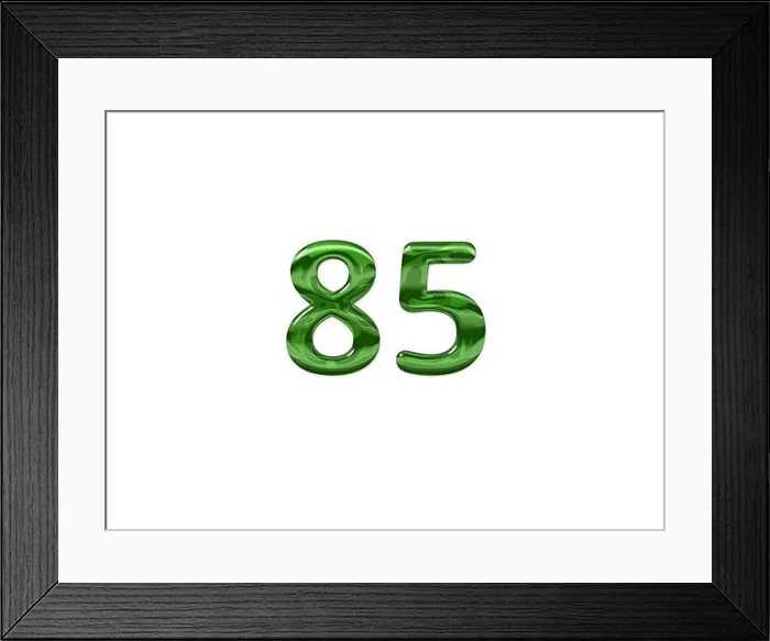 Framed Print : Green Number 85 isolated white background Framed Print : Green Number 85 isolated white background