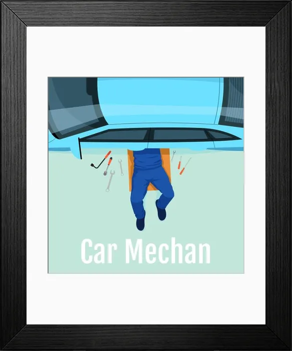 Framed Print : Car mechanic social media post mockup Framed Print : Car mechanic social media post mockup