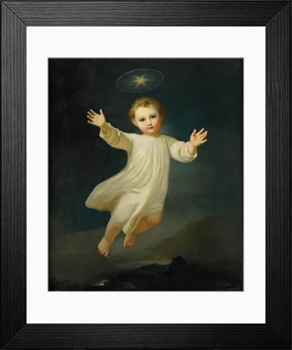 Framed Print : Das Christuskind. Öl auf Leinwand Framed Print : Das Christuskind. Öl auf Leinwand