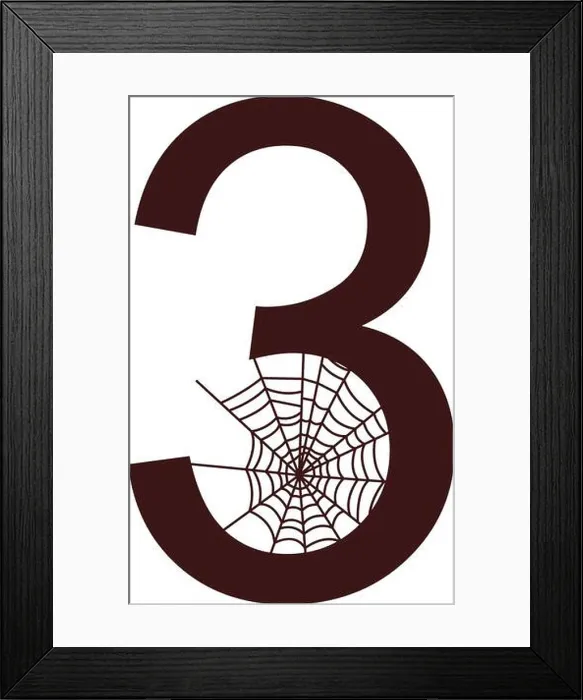 Framed Print : Number 3 with spider web icon design template vector illustration Framed Print : Number 3 with spider web icon design template vector illustration