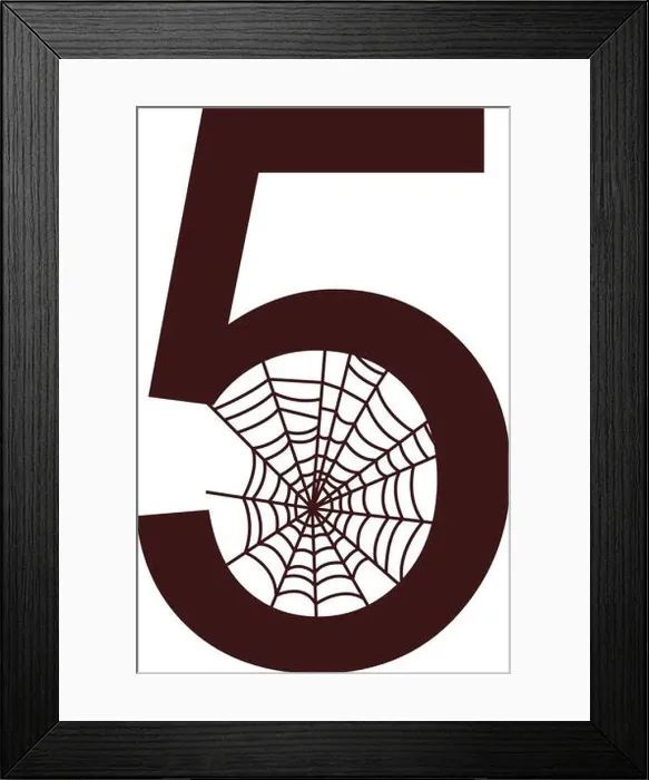 Framed Print : Number 5 with spider web icon design template vector illustration Framed Print : Number 5 with spider web icon design template vector illustration
