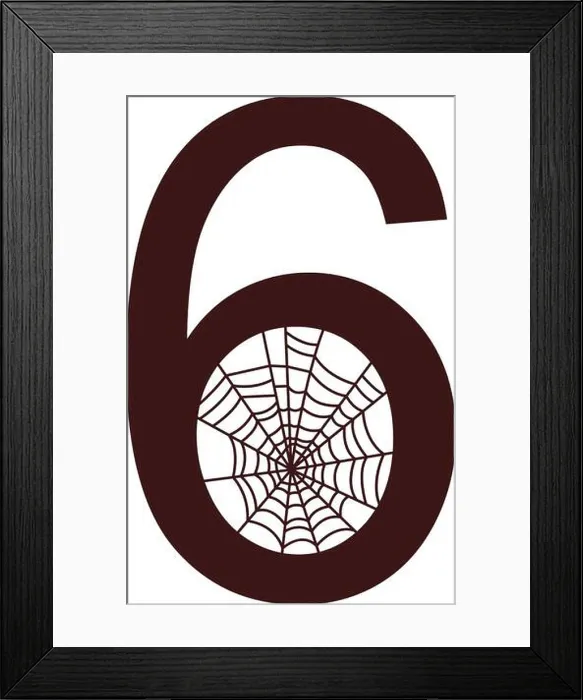 Framed Print : Number 6 with spider web icon design template vector illustration Framed Print : Number 6 with spider web icon design template vector illustration