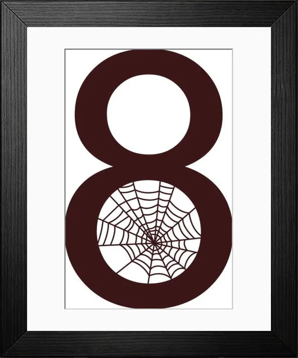 Framed Print : Number 8 with spider web icon design template vector illustration Framed Print : Number 8 with spider web icon design template vector illustration