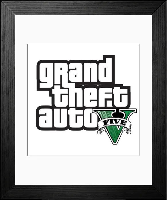 Framed Print : Vector logo of the video game Grand Theft Auto V