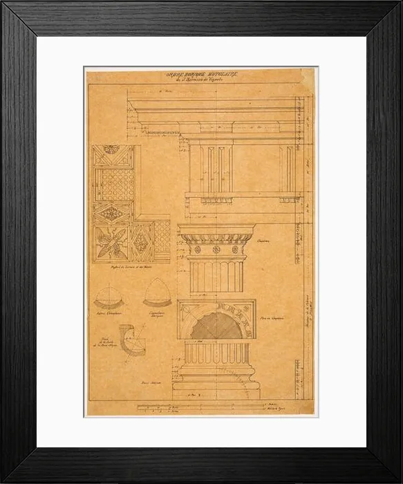 Framed Print : The Orders of Architecture: Student drawings after a French edition of Vignola, c. 1875 Framed Print : The Orders of Architecture: Student drawings after a French edition of Vignola, c. 1875