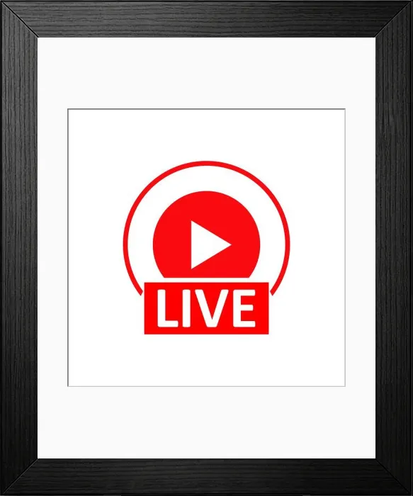 Framed Print : Live Stream sign. Red symbol, button of live streaming Framed Print : Live Stream sign. Red symbol, button of live streaming