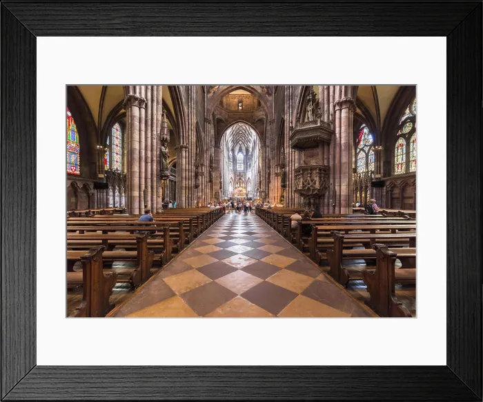 Framed Print : Classic interior view of famous Freiburg Minster Cathedral Framed Print : Classic interior view of famous Freiburg Minster Cathedral
