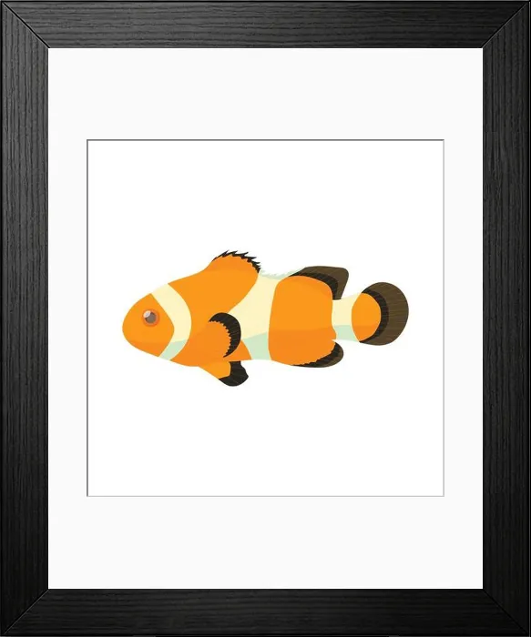Framed Print : Clown fish icon, cartoon style Framed Print : Clown fish icon, cartoon style