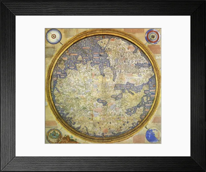 Framed Print : Fra Mauro. The Fra Mauro Map by the Venetian cartographer Framed Print : Fra Mauro. The Fra Mauro Map by the Venetian cartographer