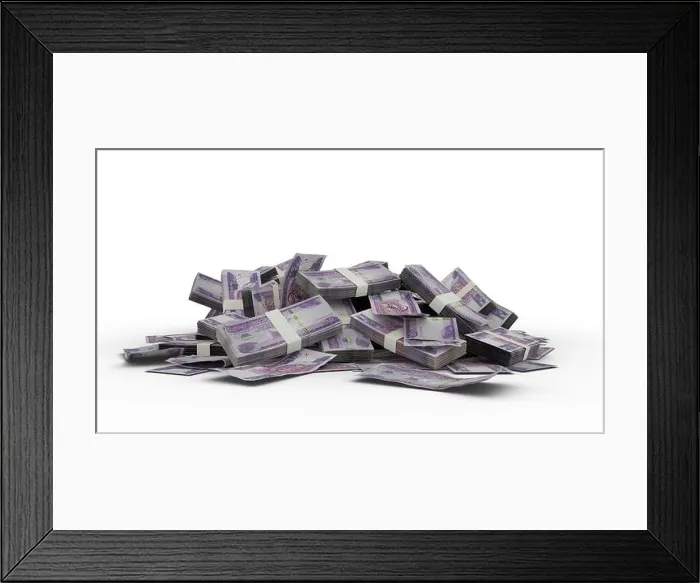 Framed Print : 3D Stack of 200 Ethiopian birr notes isolated on white background