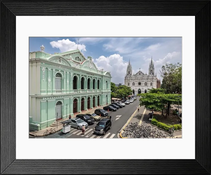 Framed Print : National Theatre & Catedral de Santa Ana, from Town (City) Hall, Parque Libertad, Santa Ana, El Salvador Framed Print : National Theatre & Catedral de Santa Ana, from Town (City) Hall, Parque Libertad, Santa Ana, El Salvador