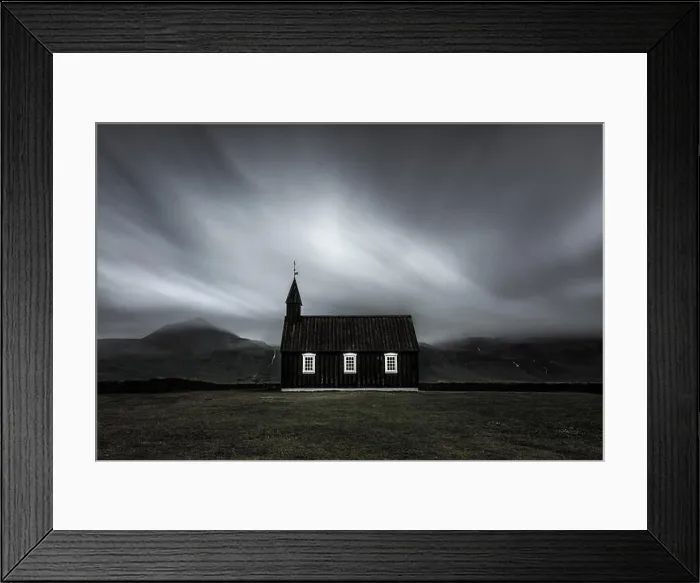 Framed Print : The Budir Black Church on the Snaefellsnes Peninsula in Iceland Framed Print : The Budir Black Church on the Snaefellsnes Peninsula in Iceland