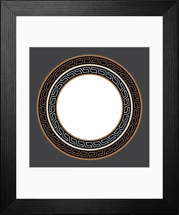 Framed Print : Greek key round frame. Typical egyptian, assyrian and greek motives circle border