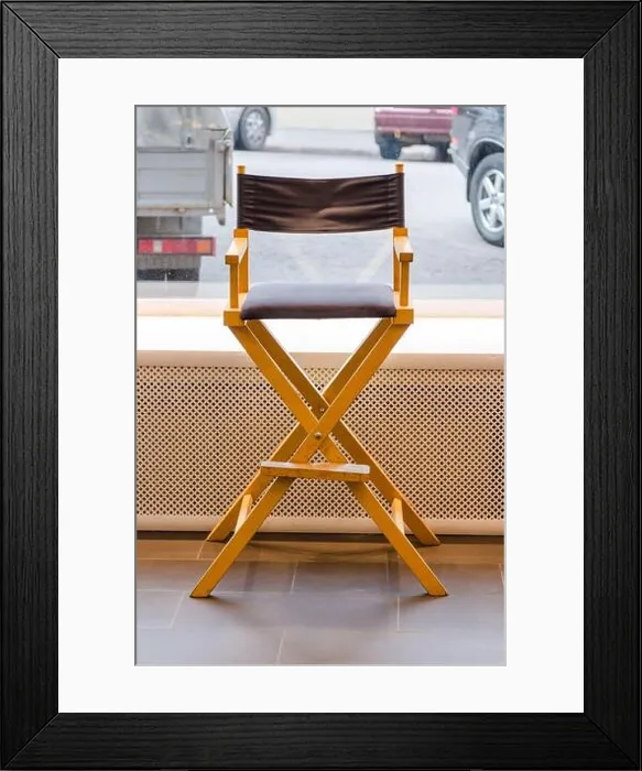 Framed Print : Fancy hairdresser wooden chair vintage style at beauty salon Framed Print : Fancy hairdresser wooden chair vintage style at beauty salon