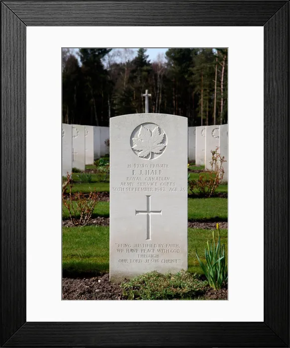 Framed Print : The headstone of a World War II Canadian soldier (Private EJ Hale) in the Brookwood Military Cemetery, Woking Framed Print : The headstone of a World War II Canadian soldier (Private EJ Hale) in the Brookwood Military Cemetery, Woking