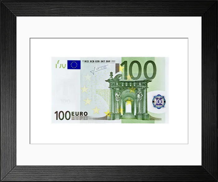 Framed Print : One 100 Euro banknote, one hundred Euro, european currency, isolated on 100% white background Framed Print : One 100 Euro banknote, one hundred Euro, european currency, isolated on 100% white background