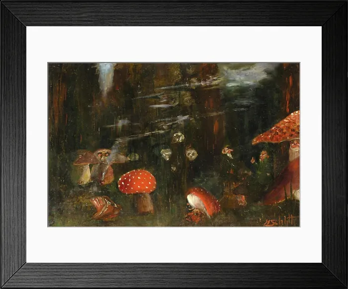 Framed Print : Studie zu Im Zauberwald'; Öl auf Leinwand