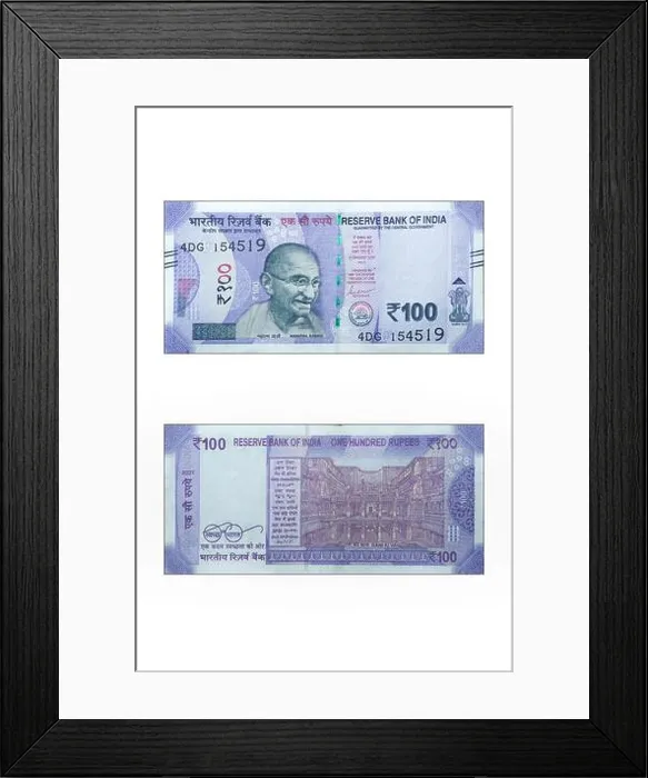 Framed Print : 100 rupees note front and back Framed Print : 100 rupees note front and back