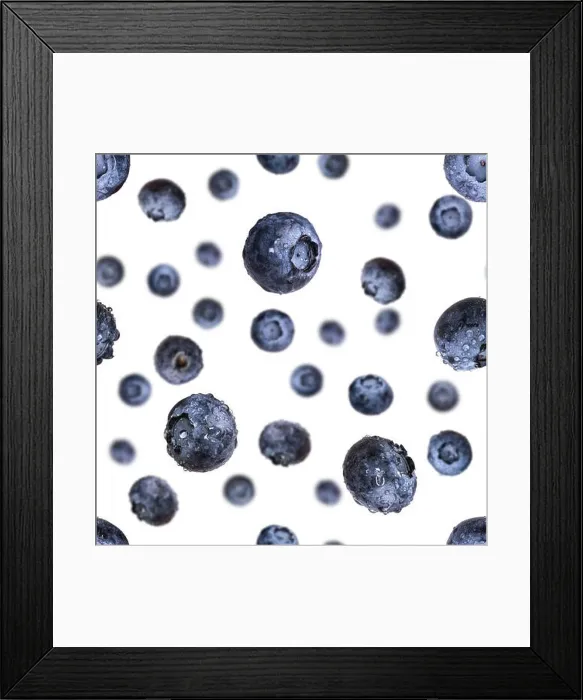 Framed Print : Seamless pattern with falling fresh blueberries isolated on white background. Flying berry Framed Print : Seamless pattern with falling fresh blueberries isolated on white background. Flying berry