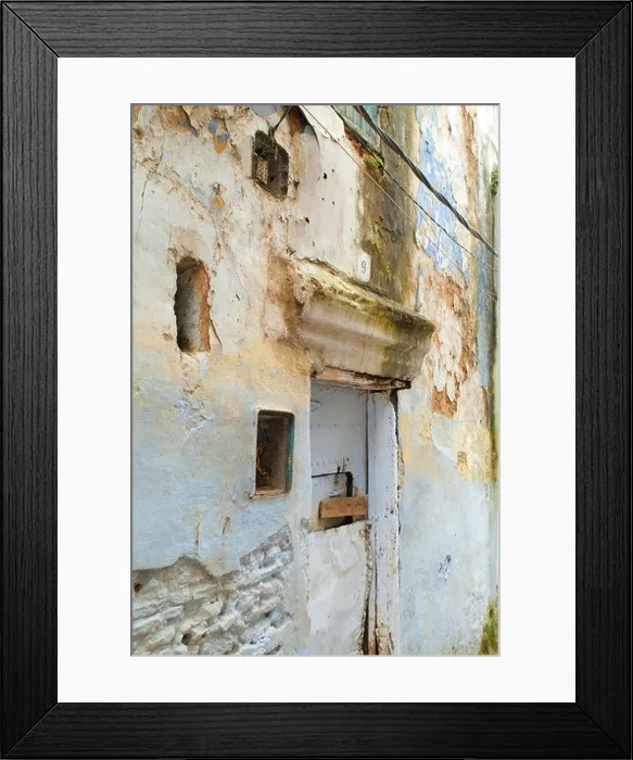 Framed Print : Street with decaying facade of a house Larache Morocco Framed Print : Street with decaying facade of a house Larache Morocco
