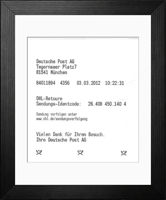 Framed Print : The Aufgabebeleg from Deutsche Post DHL Framed Print : The Aufgabebeleg from Deutsche Post DHL