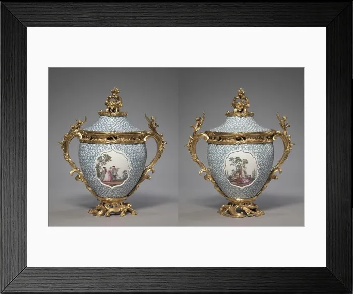 Framed Print : Pair of Covered Vases, 1749. Meissen Porcelain Factory (German) Framed Print : Pair of Covered Vases, 1749. Meissen Porcelain Factory (German)