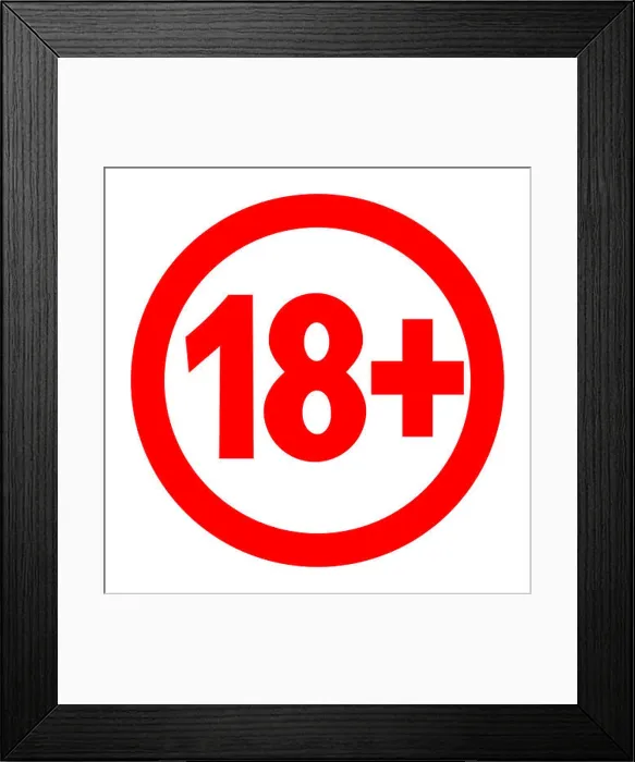 Framed Print : 18+ age restriction sign Framed Print : 18+ age restriction sign
