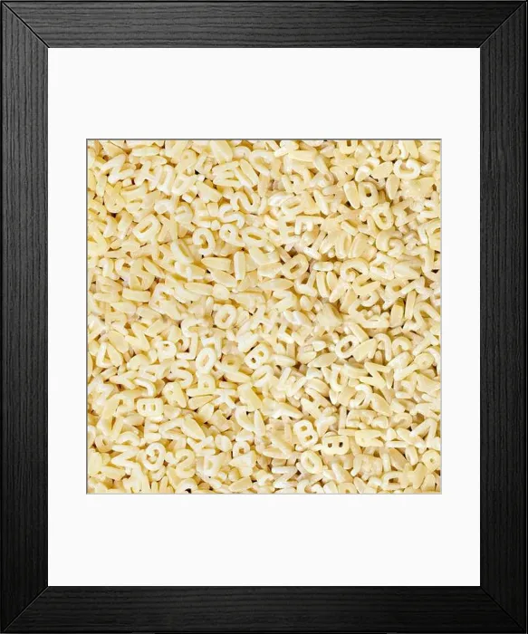 Framed Print : Background ore seamless pattern of raw pasta letters close-up Framed Print : Background ore seamless pattern of raw pasta letters close-up