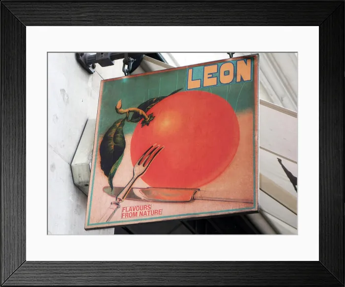 Framed Print : Sign on branch of Leon restaurants, London
