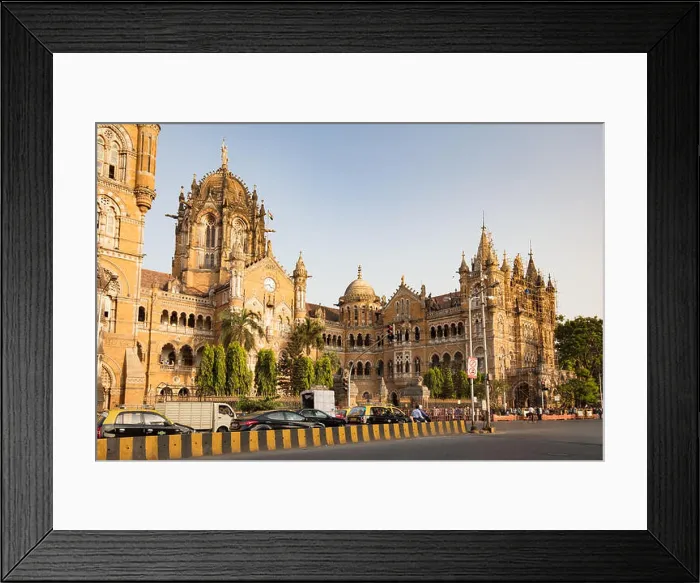 Framed Print : Mumbai, India - 9 November: Chhatrapati Shivaji Terminus railway station on a clear autumn evening Framed Print : Mumbai, India - 9 November: Chhatrapati Shivaji Terminus railway station on a clear autumn evening