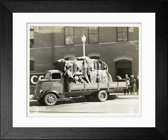 Framed Print : This photograph shows a General Motors Model F 16 C-G 15 truck used for shipping furniture for Brooks Framed Print : This photograph shows a General Motors Model F 16 C-G 15 truck used for shipping furniture for Brooks