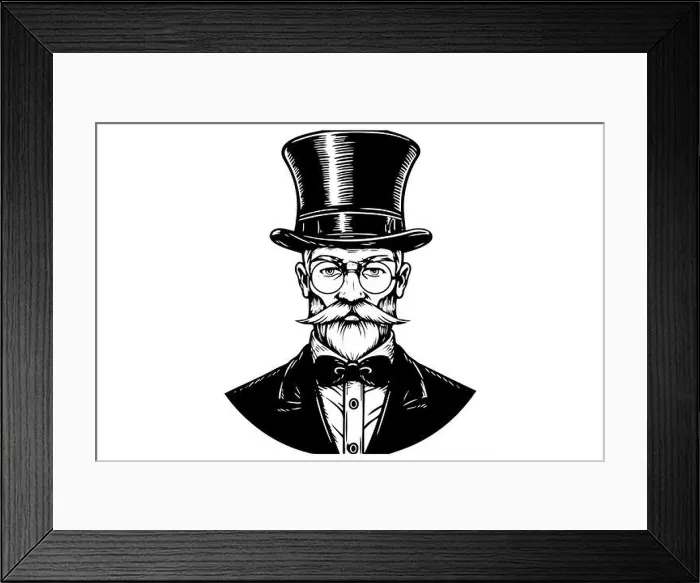 Framed Print : Classic portrait of a Victorian gentleman in engraved style vector illustration Framed Print : Classic portrait of a Victorian gentleman in engraved style vector illustration