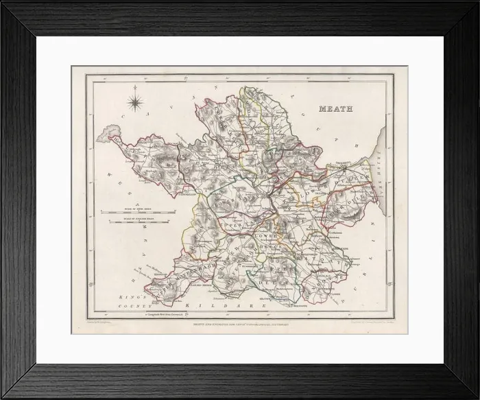 Framed Print : COUNTY MEATH antique map for LEWIS by CREIGHTON & DOWER. Ireland 1846 old