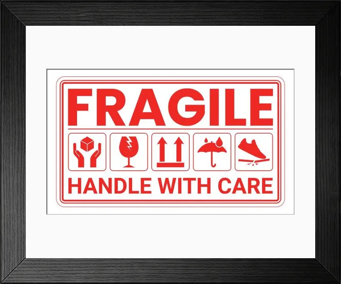 Framed Print : Fragile package icons set, handle with care logistics and delivery shipping labels Framed Print : Fragile package icons set, handle with care logistics and delivery shipping labels