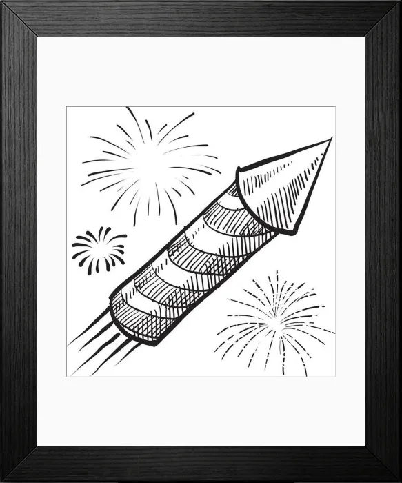 Framed Print : Holiday fireworks sketch Framed Print : Holiday fireworks sketch