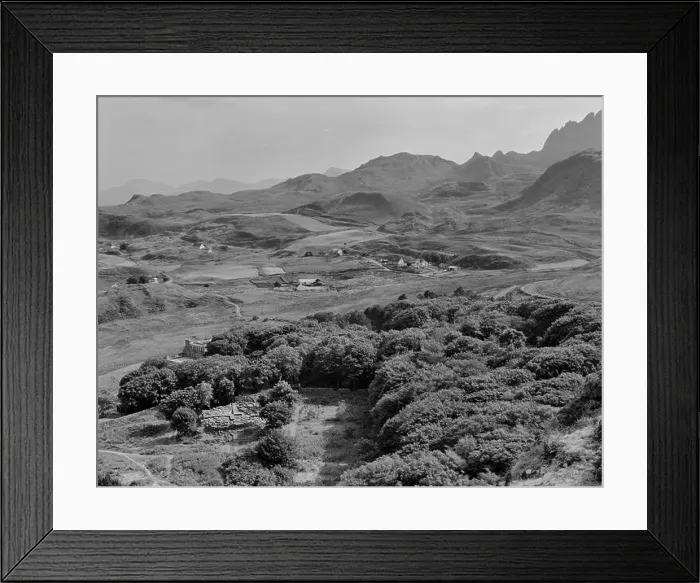 Framed Print : Views overlooking the excavation of an Iron Age broch in the garden of the Flodigarry Hotel Framed Print : Views overlooking the excavation of an Iron Age broch in the garden of the Flodigarry Hotel