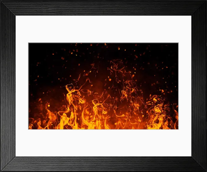 Framed Print : Realistic isolated fire effect for decoration and covering on black background Framed Print : Realistic isolated fire effect for decoration and covering on black background