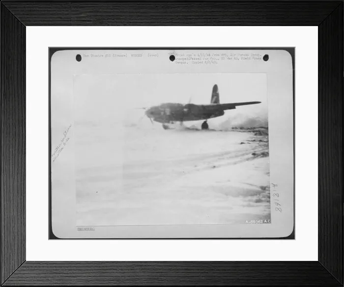 Framed Print : Returning from a mission, a Martin B-26 Marauder skids off the runway Framed Print : Returning from a mission, a Martin B-26 Marauder skids off the runway