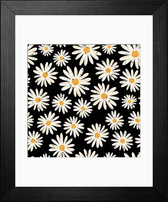 Framed Print : Vintage Daisy flowers seamless vector pattern Framed Print : Vintage Daisy flowers seamless vector pattern
