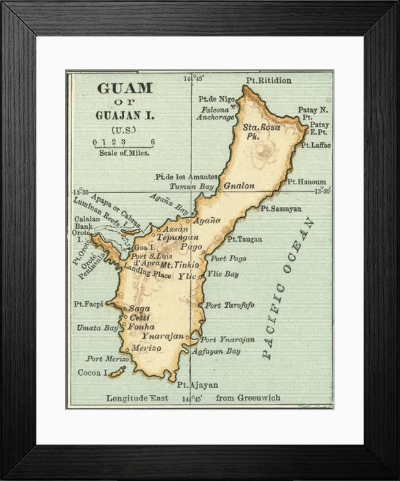 Framed Print : Map of Guam Framed Print : Map of Guam