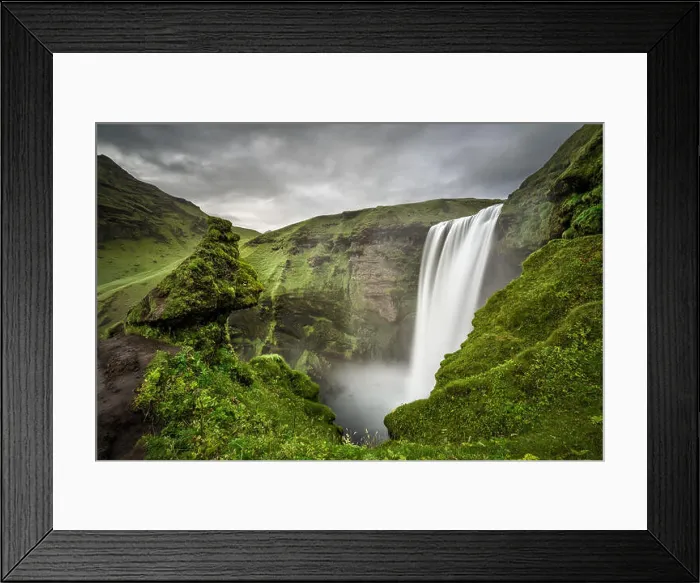 Framed Print : Skogafoss waterfall in southern Iceland viewed from above. Long exposure Framed Print : Skogafoss waterfall in southern Iceland viewed from above. Long exposure