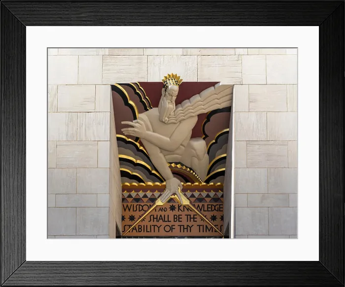 Framed Print : Art Deco sculpture Wisdom and Knowledge at entrance to 30 Rockefeller Plaza Framed Print : Art Deco sculpture Wisdom and Knowledge at entrance to 30 Rockefeller Plaza