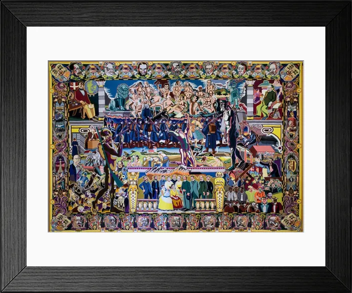 Framed Print : Bjorn Norgaard's tapestry 'Early Glucksburgers, Christiansborg Palace, Copenhagen, Denmark Framed Print : Bjorn Norgaard's tapestry 'Early Glucksburgers, Christiansborg Palace, Copenhagen, Denmark