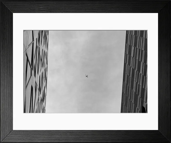 Framed Print : Airplane framed by architecture in Oslo, Norway Framed Print : Airplane framed by architecture in Oslo, Norway