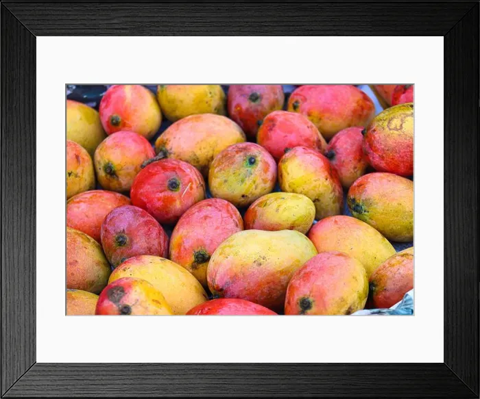 Framed Print : stylish ripe mango stock on shop for sell Framed Print : stylish ripe mango stock on shop for sell