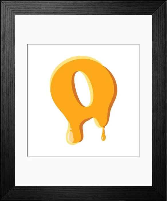 Framed Print : Letter O from honey icon Framed Print : Letter O from honey icon