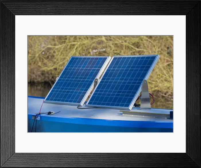 Framed Print : a solar panel on a canal narrow boat Framed Print : a solar panel on a canal narrow boat