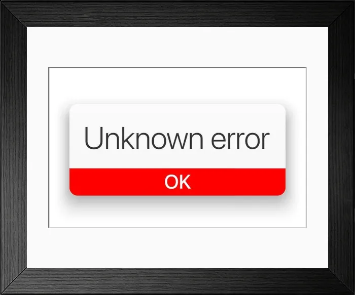 Framed Print : Unknown error warning window vector illustration, isolated on white background Framed Print : Unknown error warning window vector illustration, isolated on white background