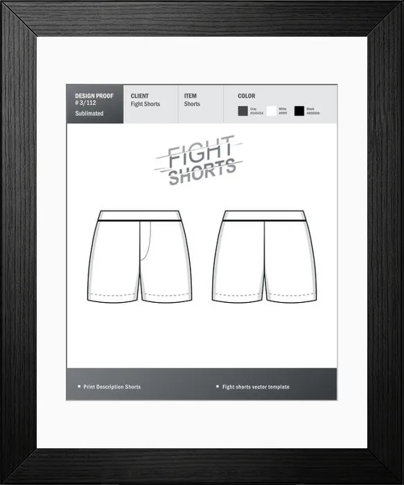 Framed Print : Vector fight shorts template for your design. Template sport short for your design Framed Print : Vector fight shorts template for your design. Template sport short for your design