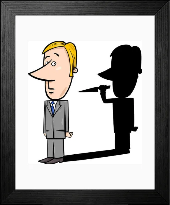 Framed Print : businessman and evil shadow Framed Print : businessman and evil shadow